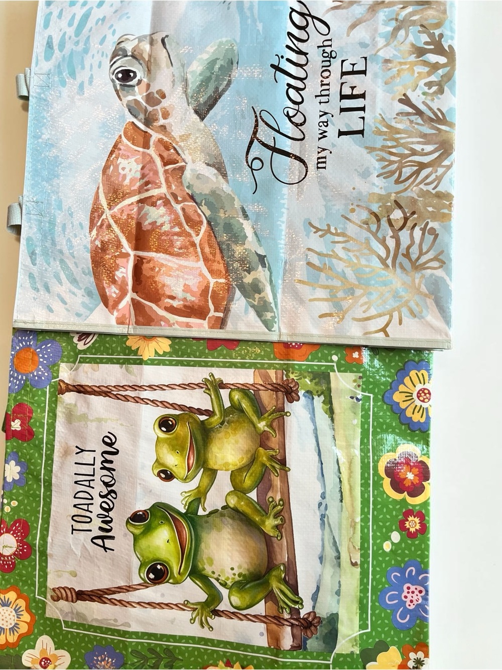 Cracker Barrel Frogs & Sea Turtle Reusable Shopping Bags 🛍️ (NWOT)